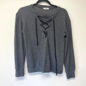 LNA  ribbed lace up sweater